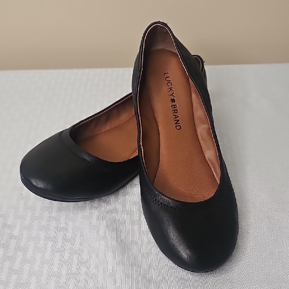 Lucky Brand Black‎ Leather Ballet Flats